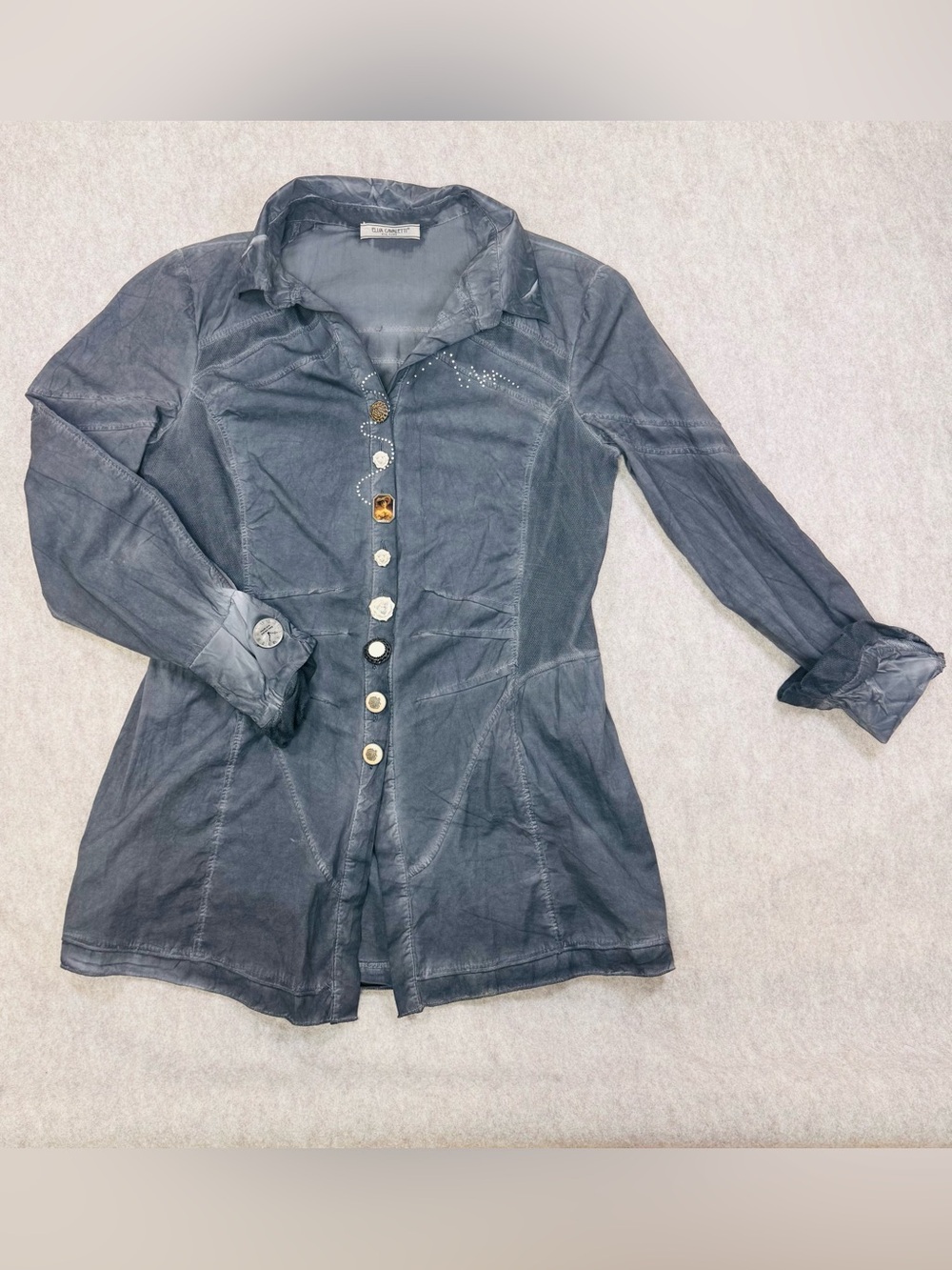 Grey taupe stone wash shirt blouse Elisa Cavaletti Club Sono Italiano